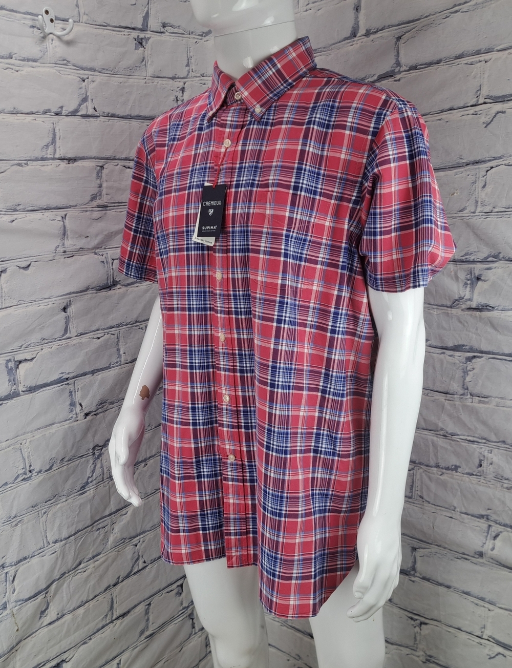 NWT Daniel Cremieux Men's Button Down Shirt Blue Pink Check American Supima XL